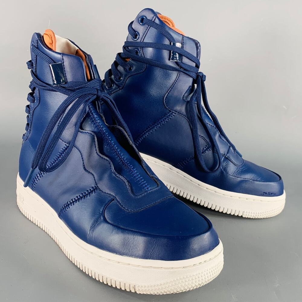 NIKE Size 8.5 Air Force 1 Rebel XX Blue Leather High Top Sneakers